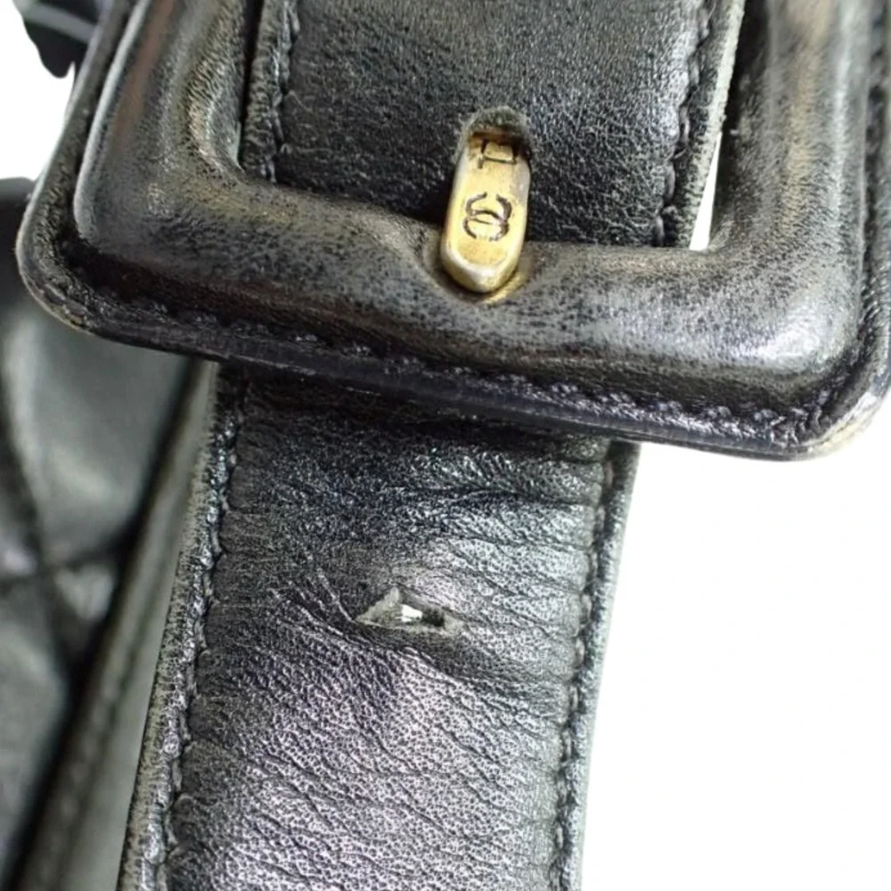 Chanel Vintage Black Quilted Leather Belt Bag
